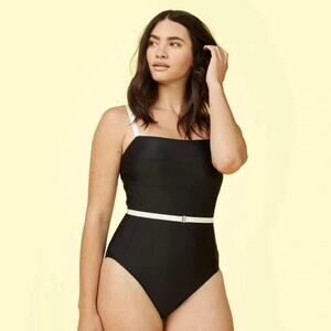 Summersalt Fused Oasis Belted Black Cream Metal Belt One Piece Swimsuit 8